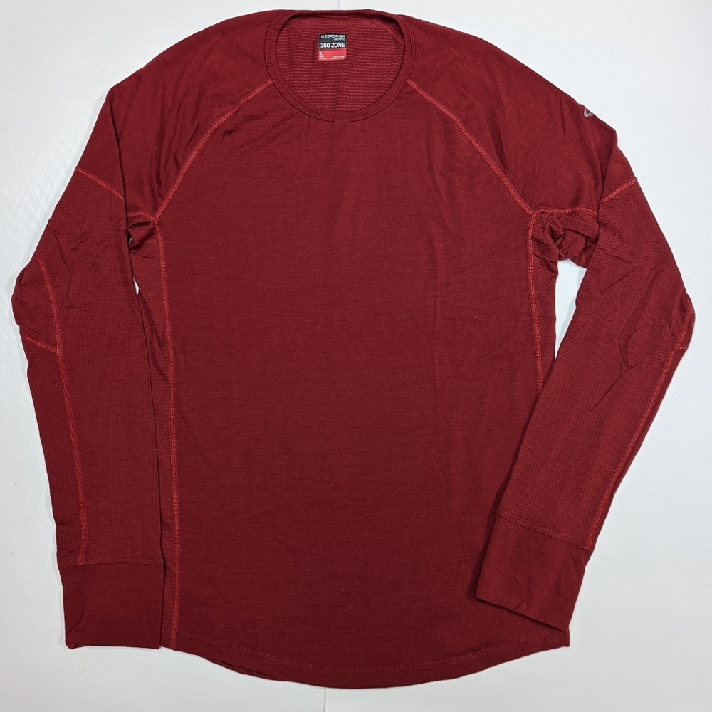 Men's Icebreaker L Brick Red Long Sleeve 260 Base Layer Shirt